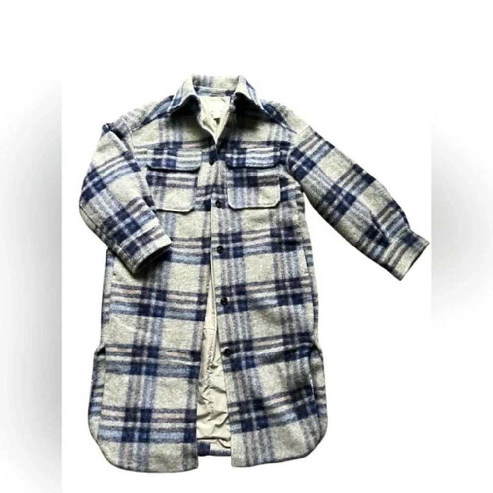 H&M long shacket gray / navy blue size XS.